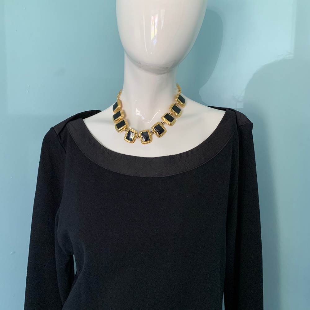 Black Enamel and Gold Necklace